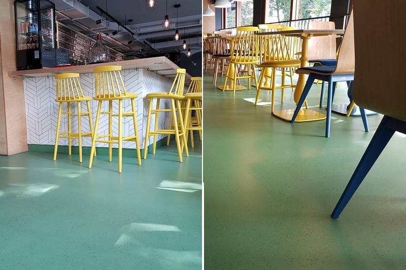 Posadzka poliuretanowa P101 na podłodze restauracji