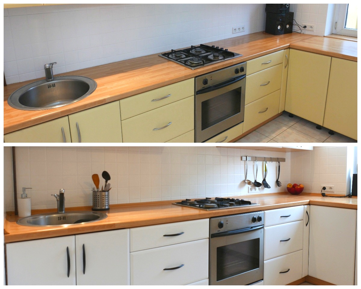 szafki kuchenne przed i po malowaniu
