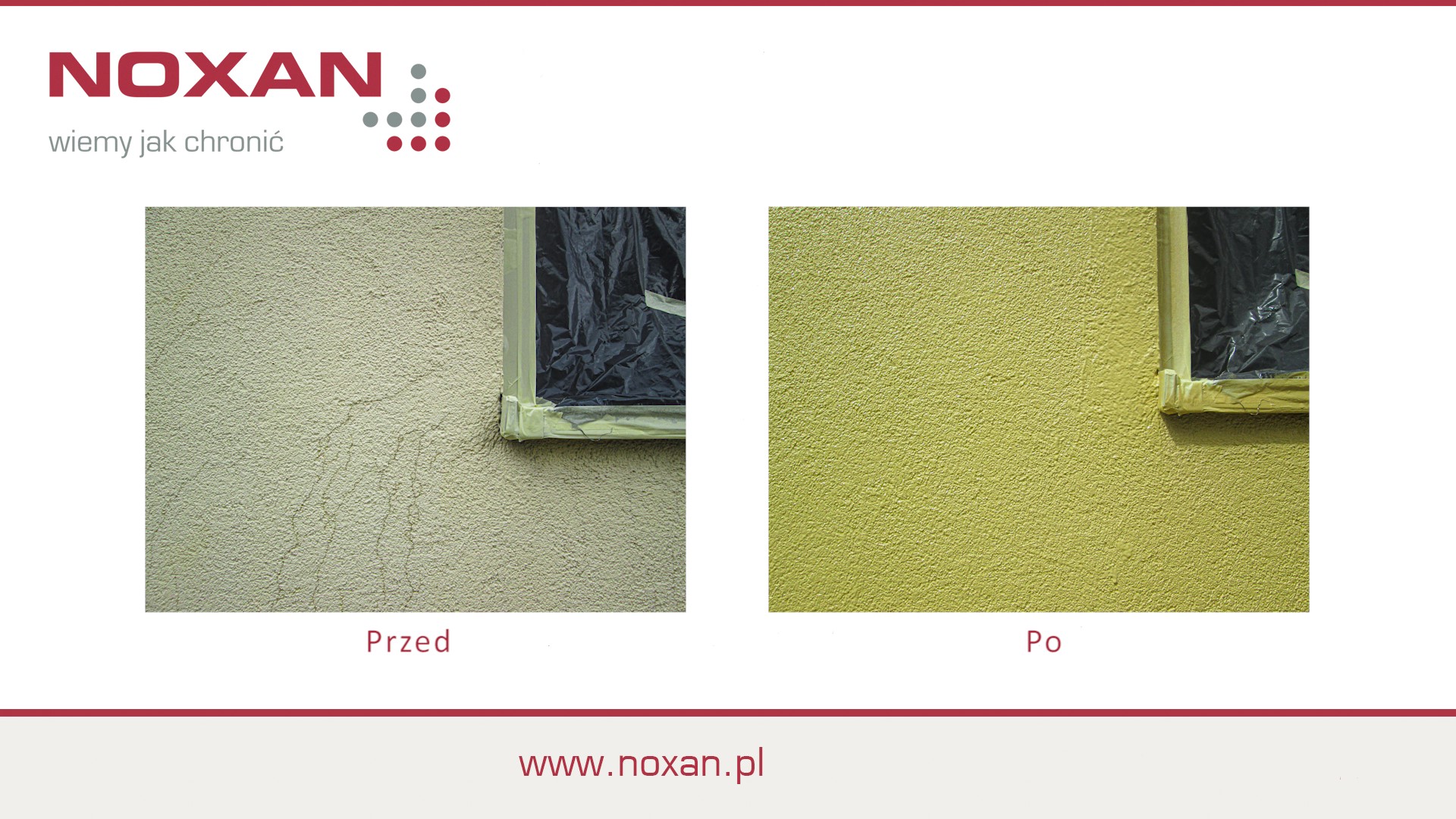 Efekt przed i po malowaniu elewacji