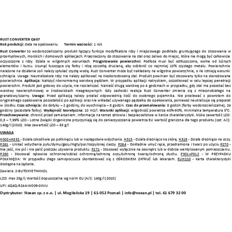 Preparation for rust - Rust modifier Q607 - Noxan.pl Preparation for rust - Rust modifier Q607 - Noxan.pl