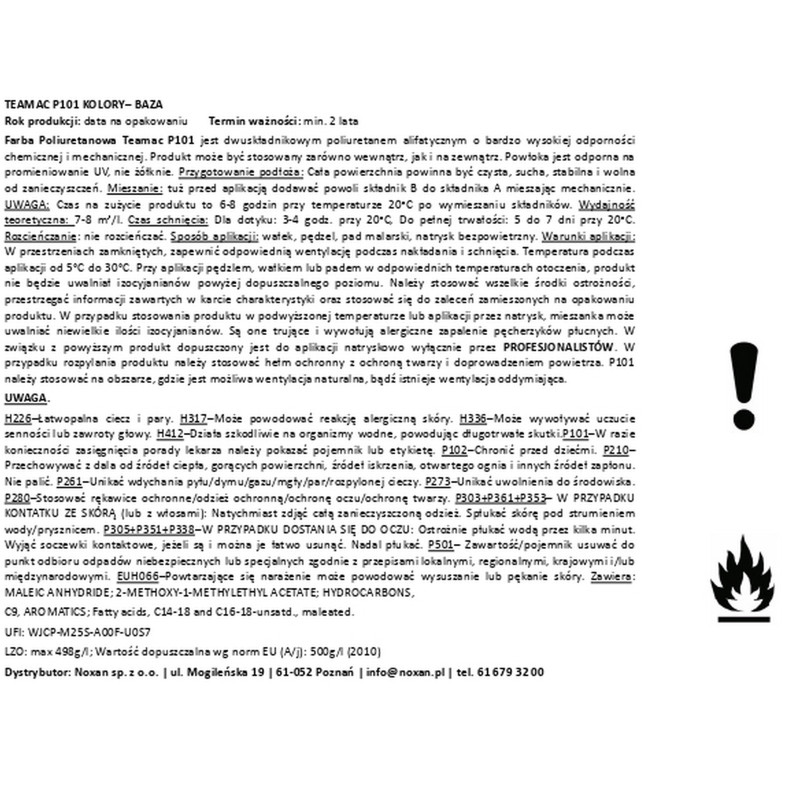 Polyurethane chemical resistant paint P101 Polyurethane chemical resistant paint P101