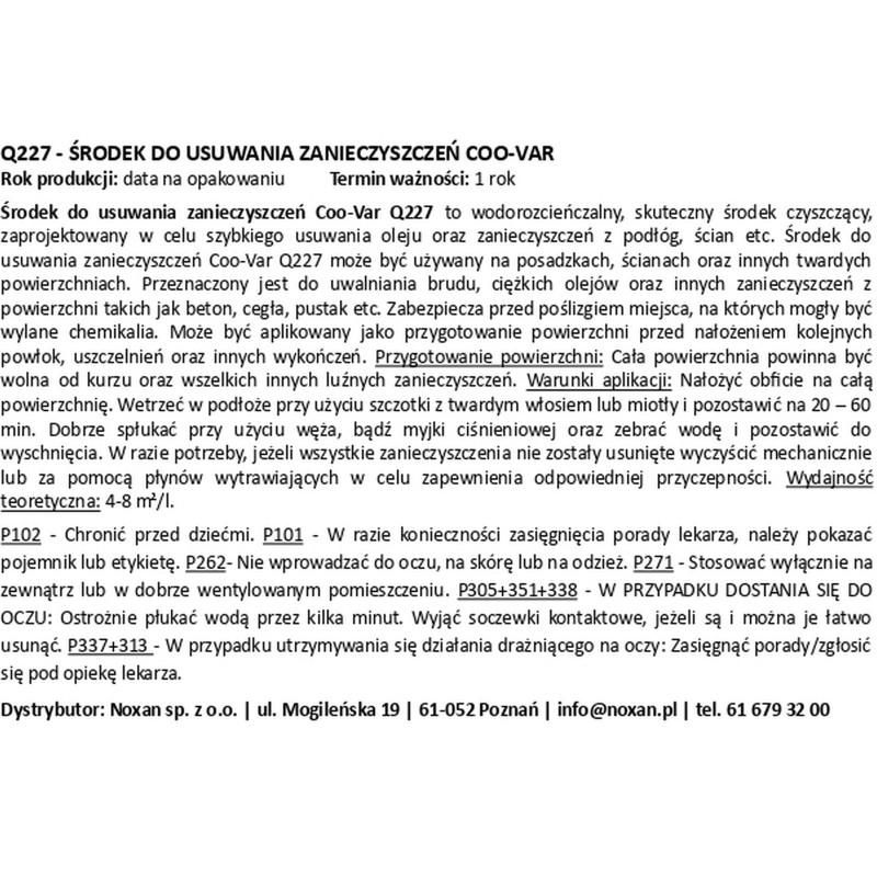 Oil Remover Q227 degreaser and cleaner - Noxan.pl Oil Remover Q227 degreaser and cleaner - Noxan.pl