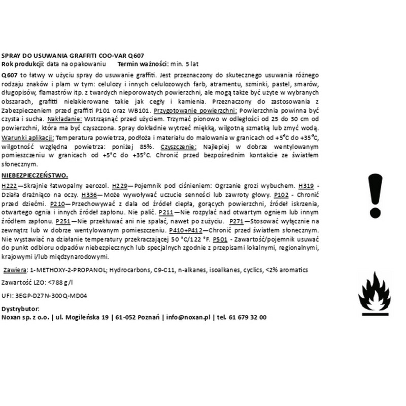 Graffiti removal spray Q607 Graffiti removal spray Q607