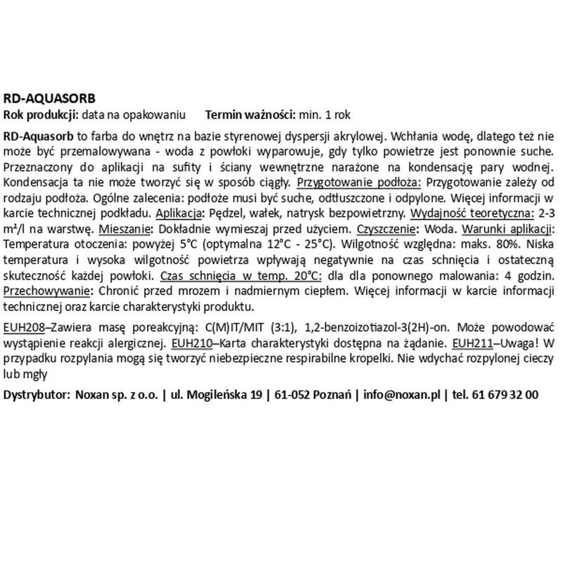 RD-Aquasorb anti-condensation coating RD-Aquasorb anti-condensation coating