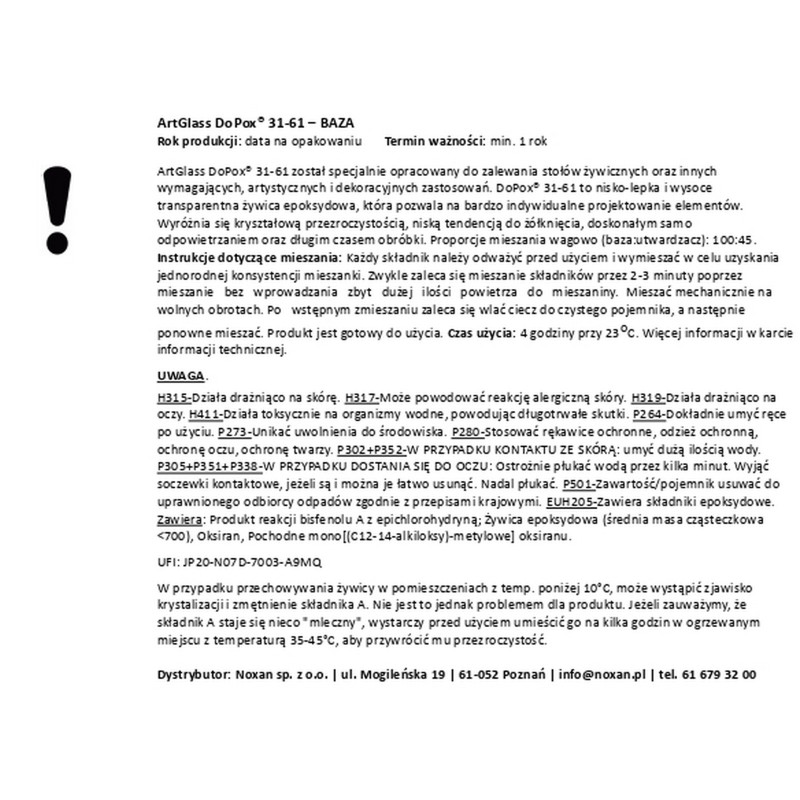 Epoxy casting resin - ArtGlass 31-61 Epoxy casting resin - ArtGlass 31-61