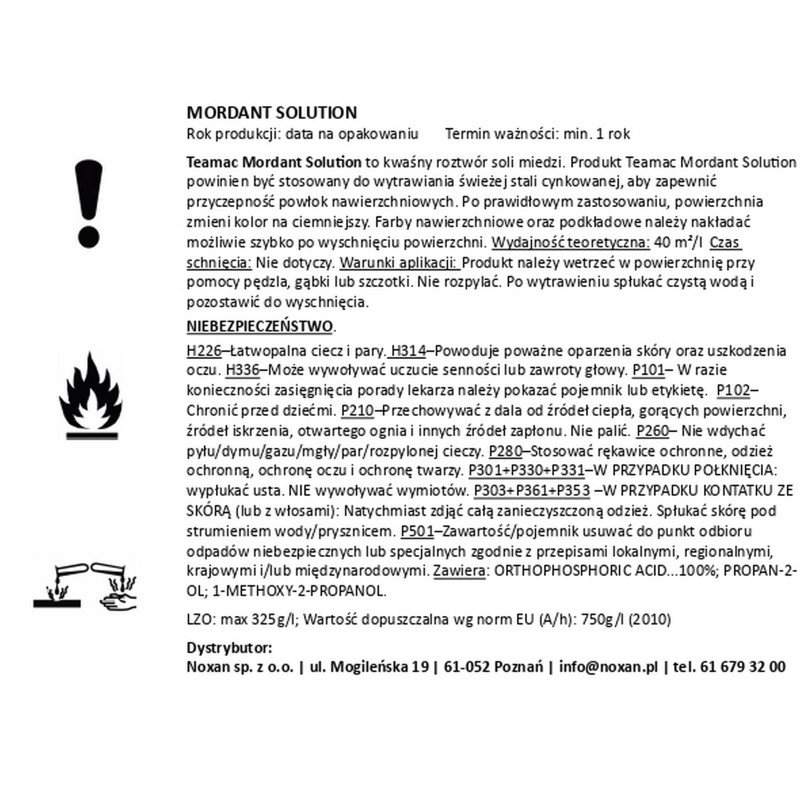 Mordant Solution for cleaning fresh zinc Mordant Solution for cleaning fresh zinc